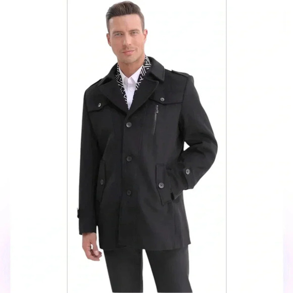 Jingpinfushi Other - Men's Wool Jacket Single Breasted Winter Coat with Detachable Scarfs Quilted M
